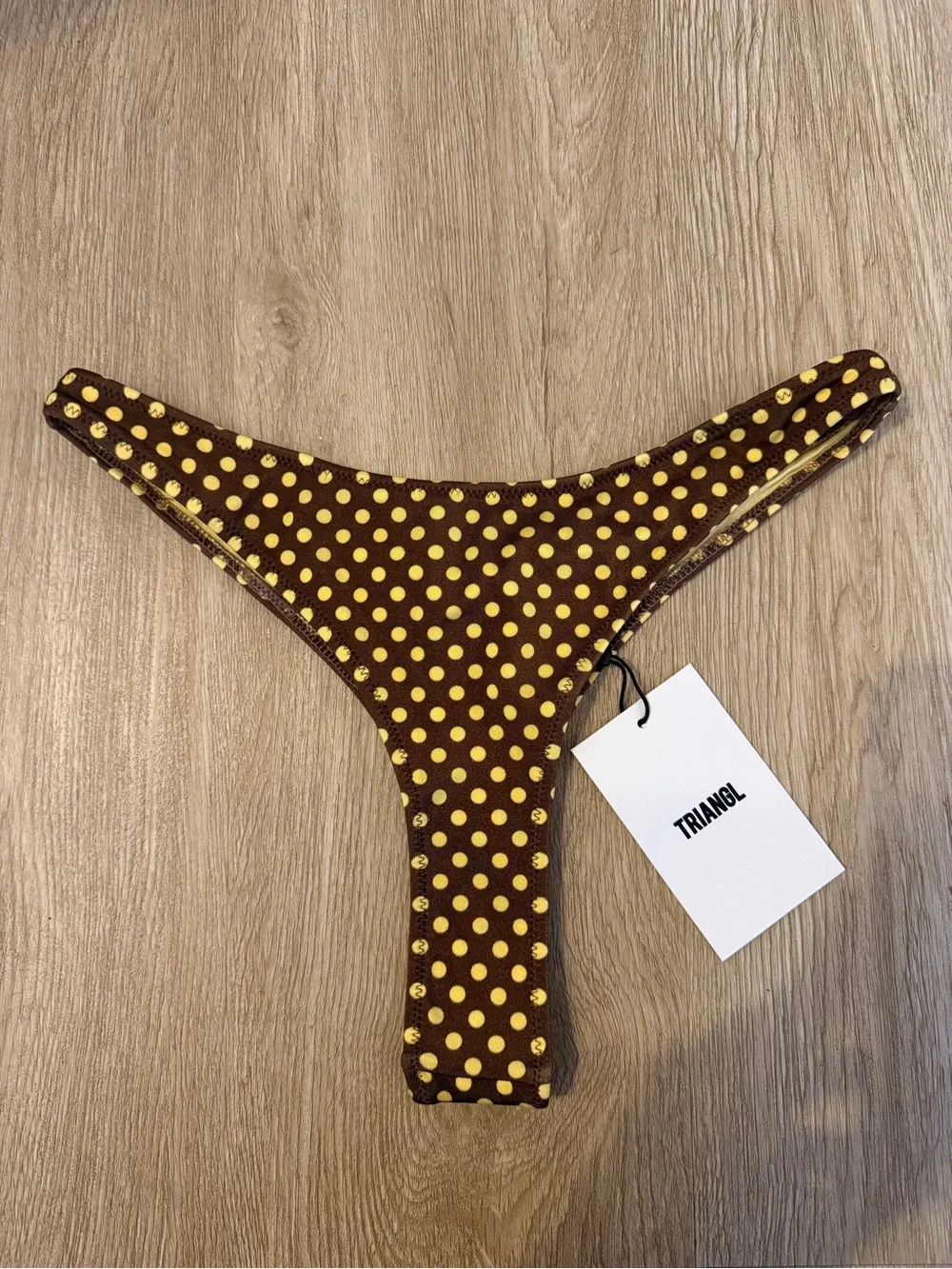 triangl swimwear Brown with Yellow Polka Dot Bikini Bottom
